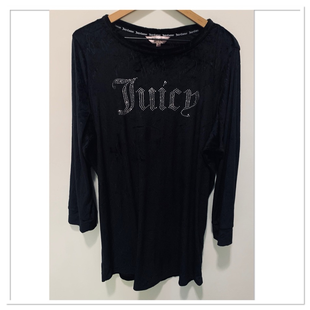 Juicy Couture Velour Long Sleeve Sleep Shirt Black Size 1X